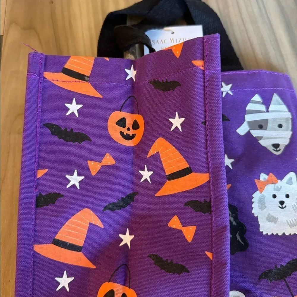 Isaac Mizrahi Halloween Purple Dog Faces Trick or Treat Shopping Canvas Bag - Picture 2 of 5